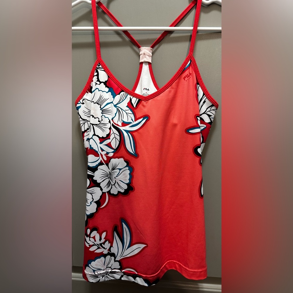 Fila Red Floral Racerback Tank Top
